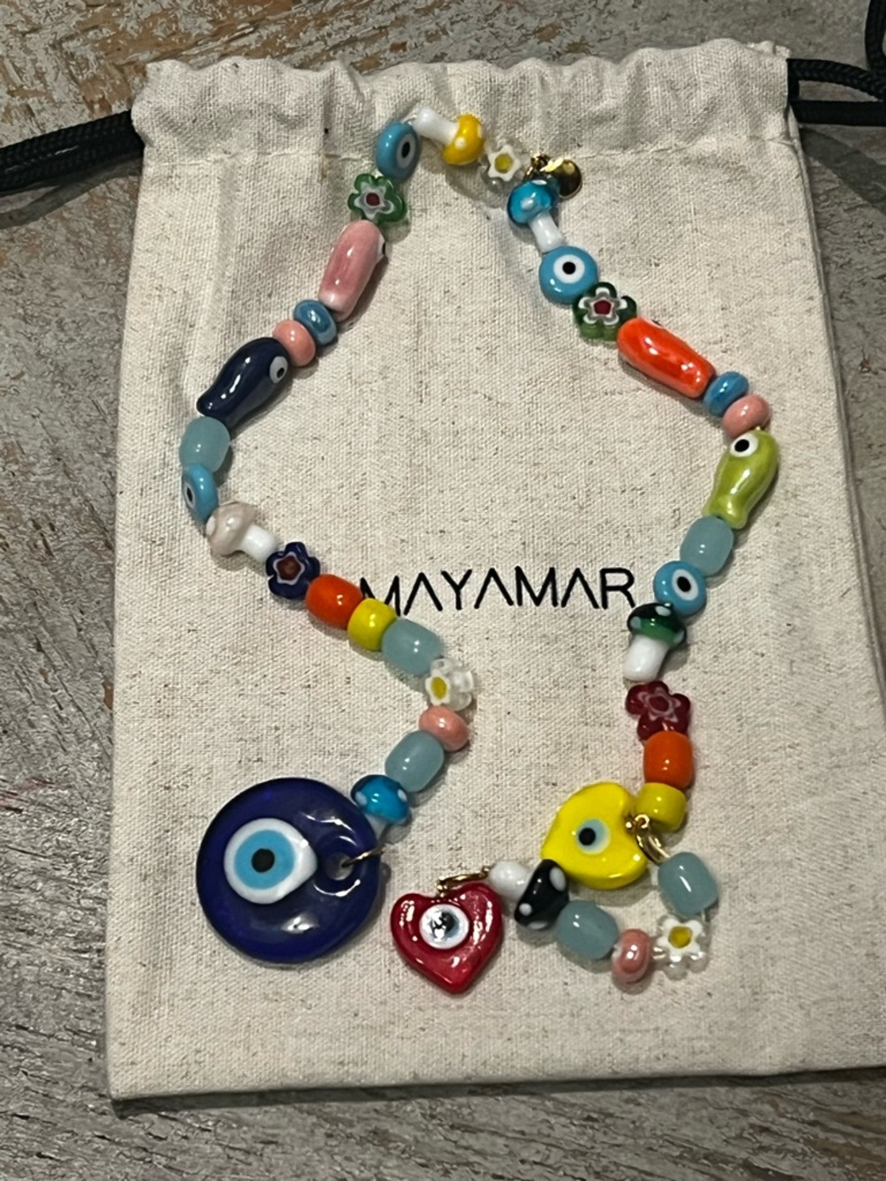 Mayamar Trippy Summer Vibrant Multicolor Eclectic Evil Eye Bead Bag Charm